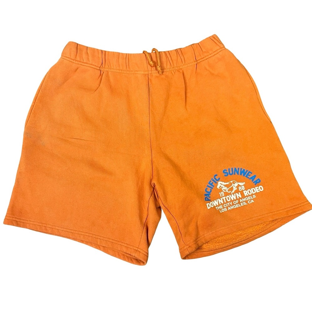 PacSun Mens Downtown Rodeo Graphic Sweat Shorts Orange Size Small 1980 Horse